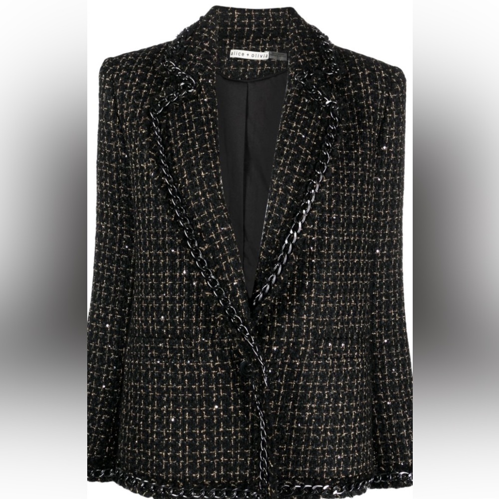 Alice & Olivia Black Tweed Jacket - Picture 2 of 7